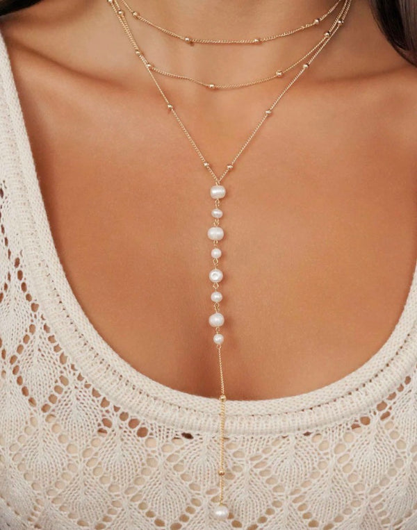 N3222.PRL. Coastal Pearl Lariat Necklace