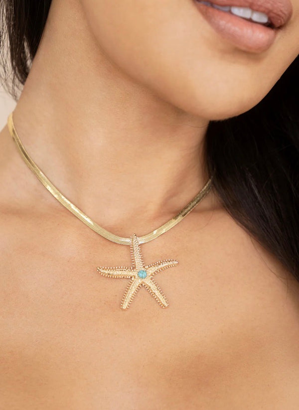 N3262 Mermaid Starfish Pendant Necklace