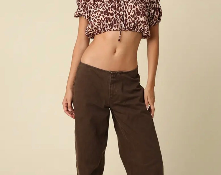 Nell Washed Utility Pant - Brown