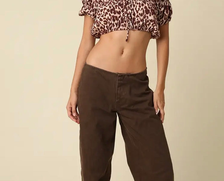 Nell Washed Utility Pant - Brown