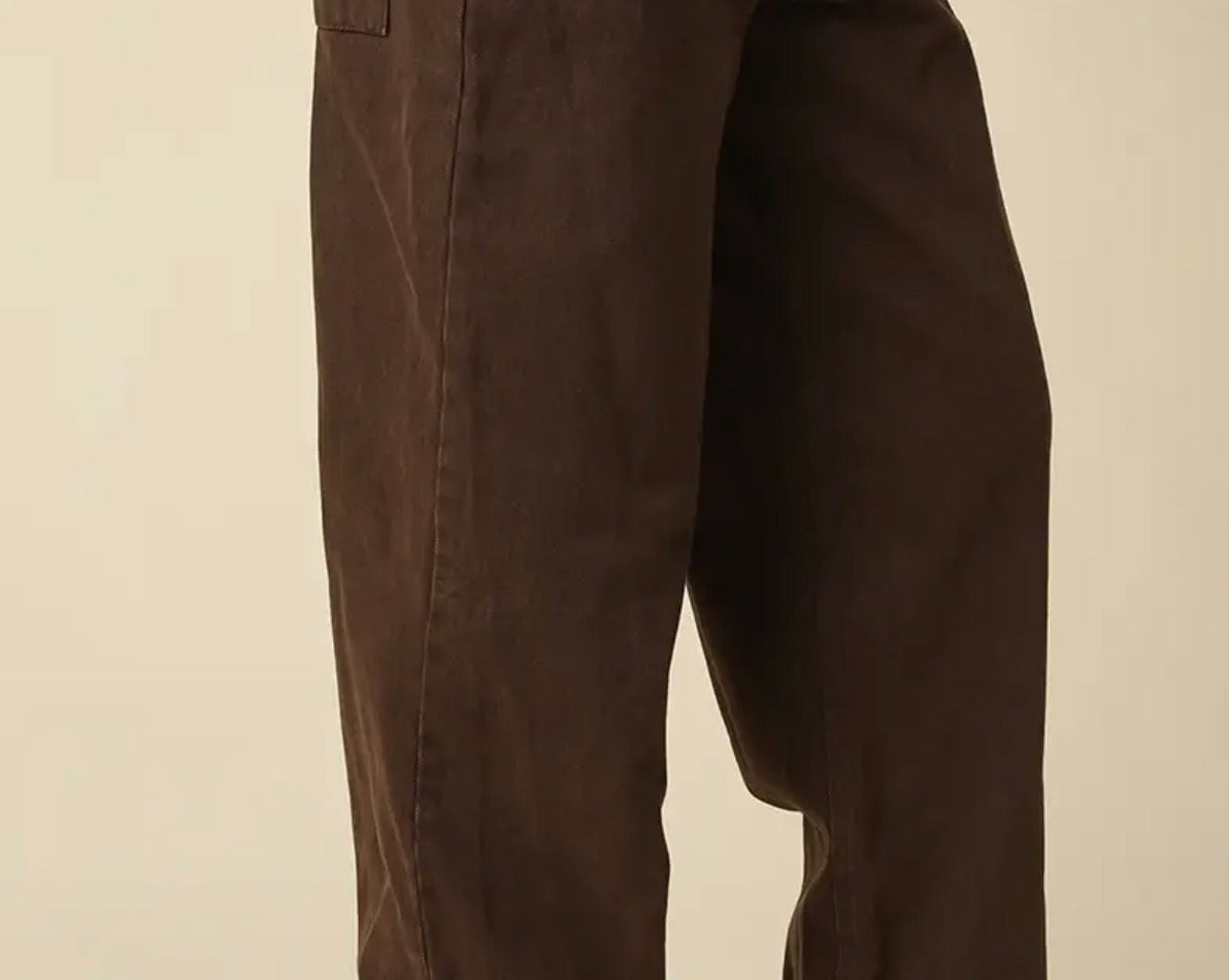 Nell Washed Utility Pant - Brown