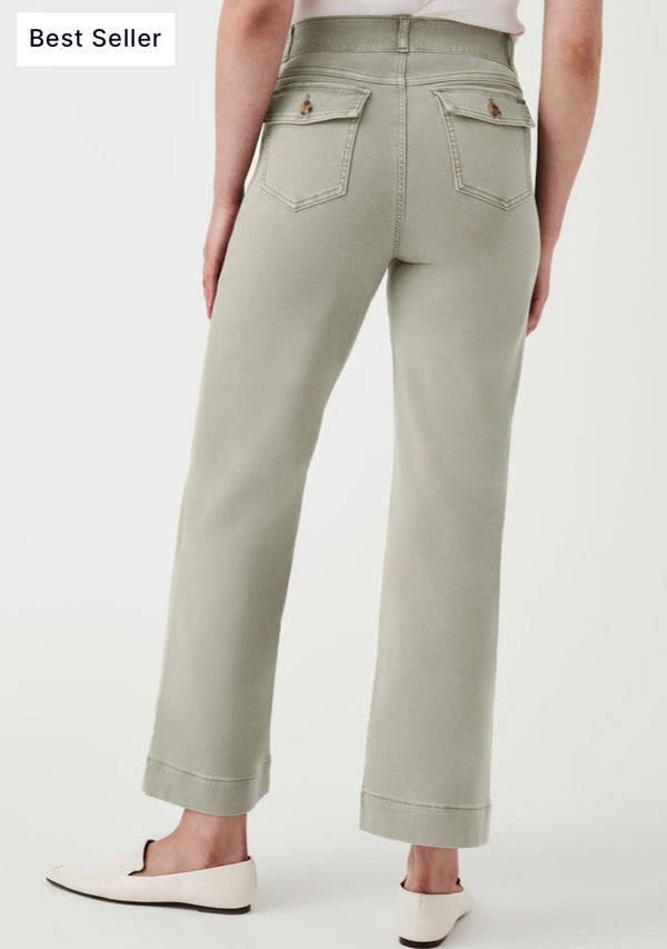 2031r Olive Stretch Twill Cropped Wide Leg Pant