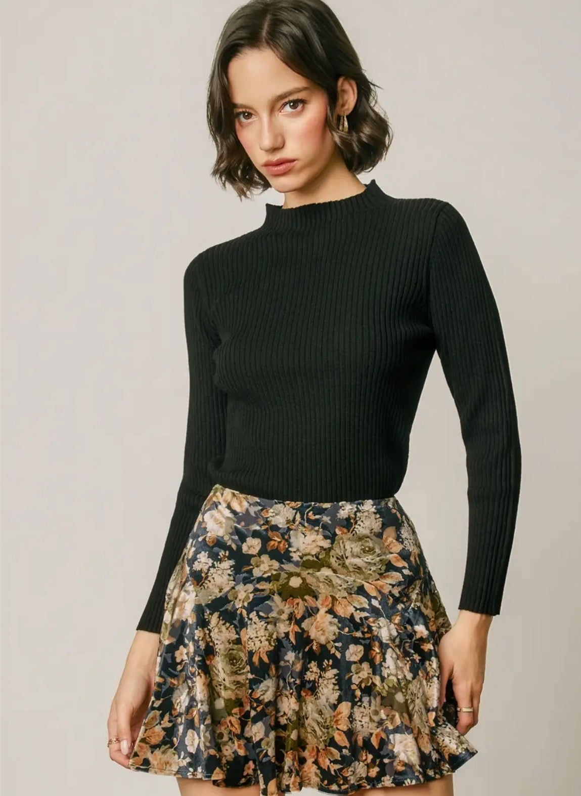 Jess Ribbed Mock Neck Top