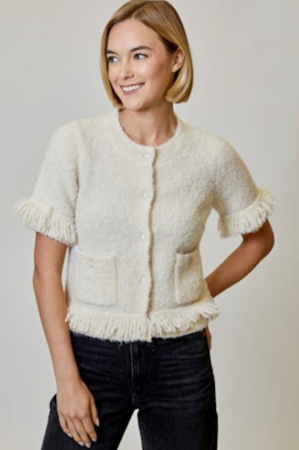 BRS1312048 Boucle Fringe Cardigan
