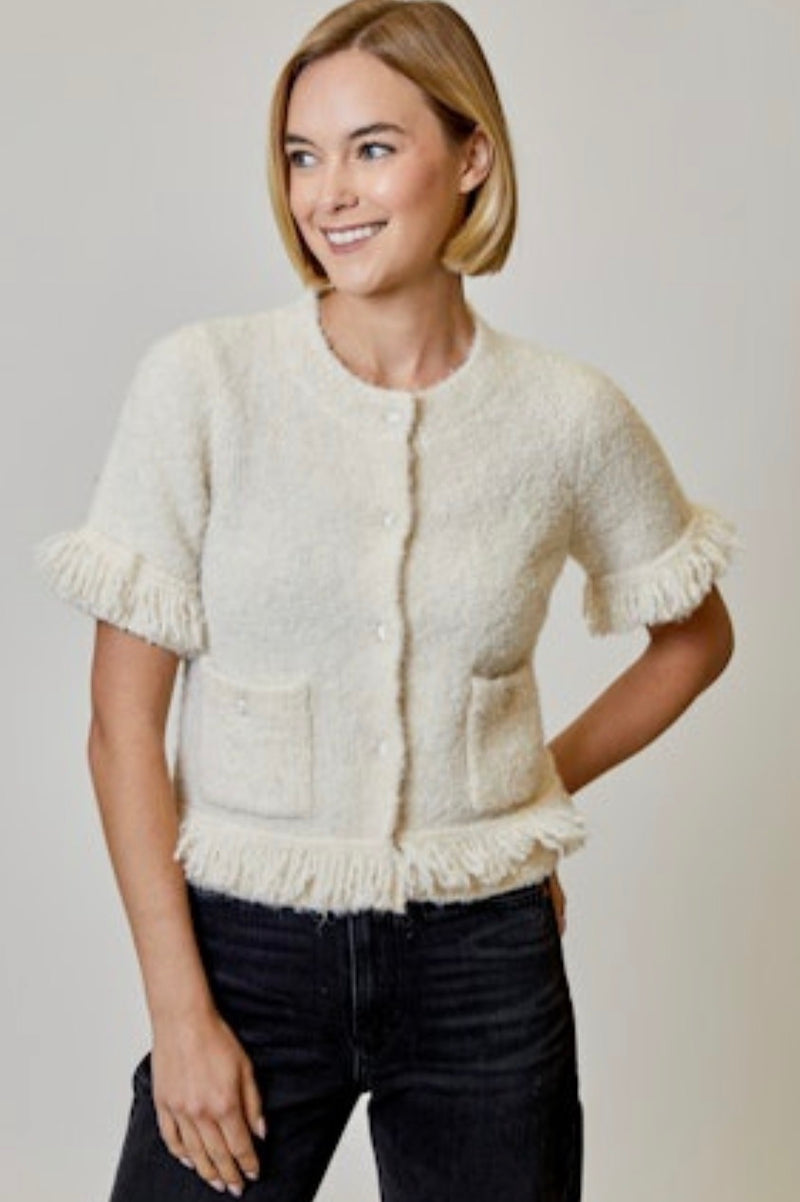 BRS1312048 Boucle Fringe Cardigan