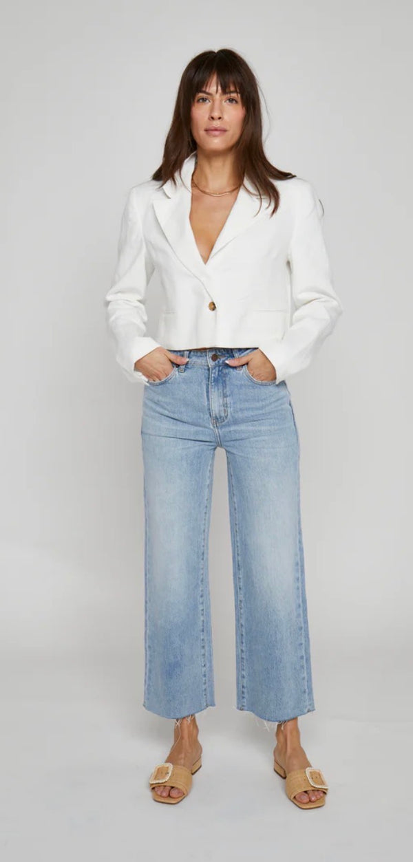 WFK-14-140 Aberdeen Ankle Crop HR Jean- Light Worn Indigo