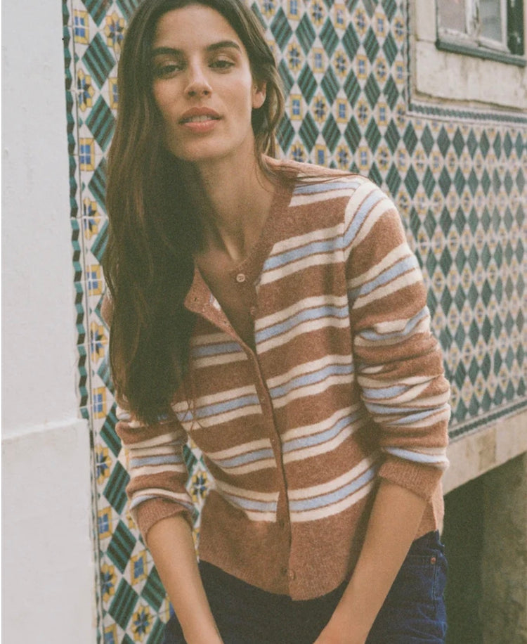 ZW263330 Medina Stripe Cardigan-  Golden Caramel