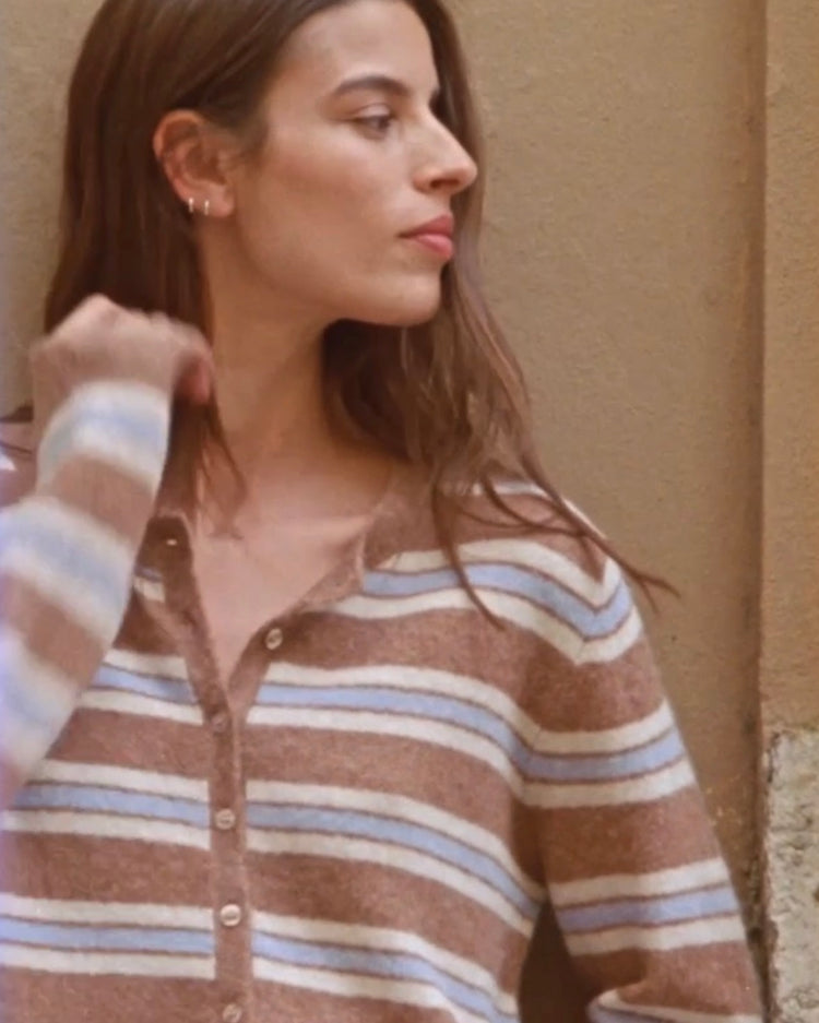 ZW263330 Medina Stripe Cardigan-  Golden Caramel