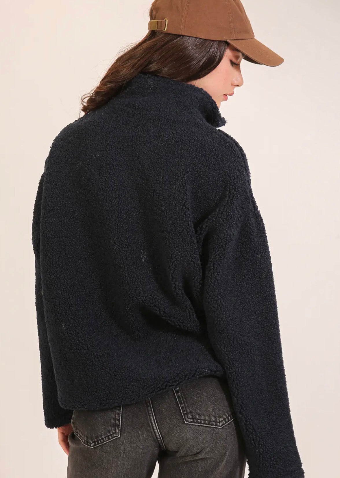 Navy Quarter Zip Sherpa