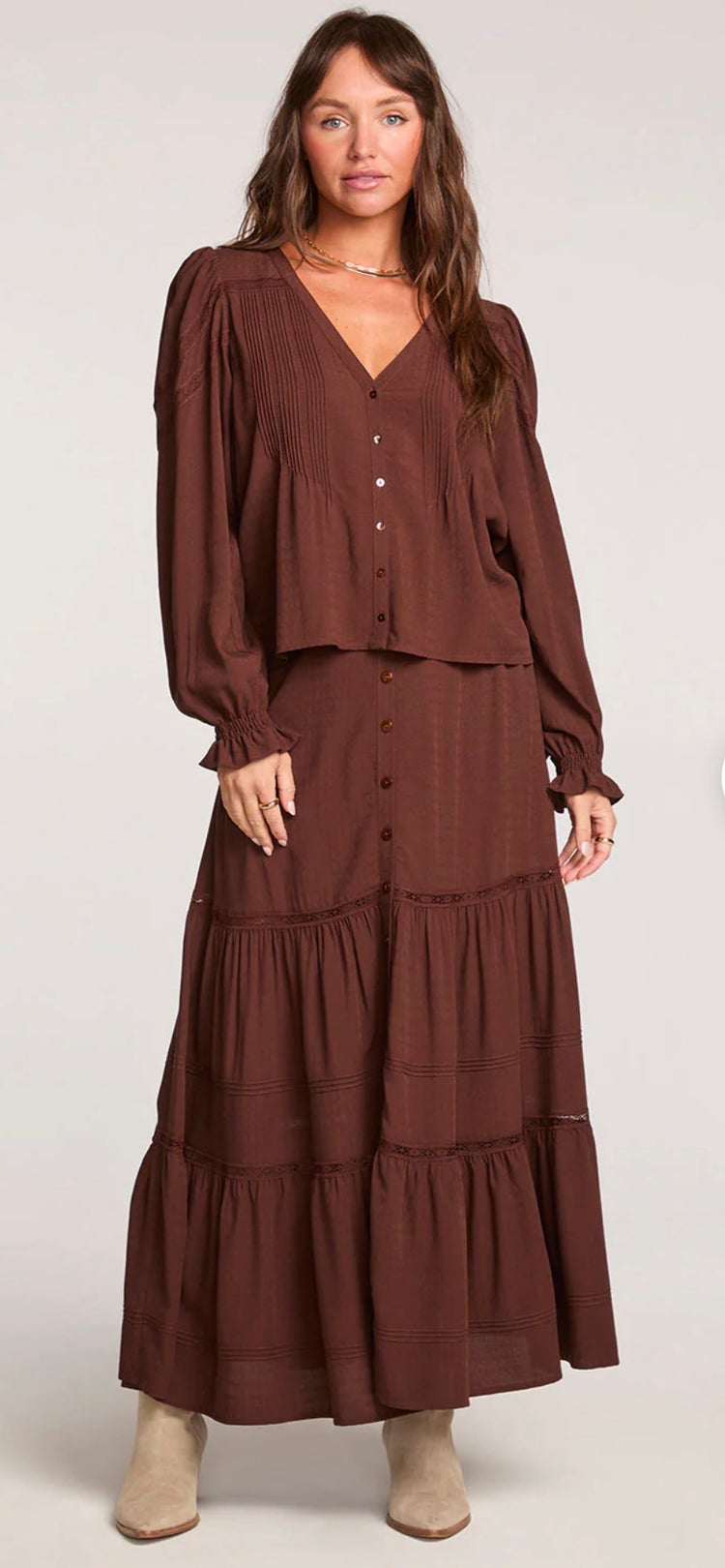 S3597-W721-CHOC Jaycee Midi Skirt