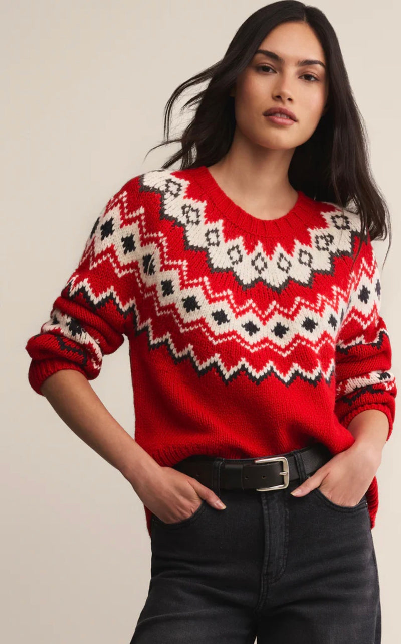 ZW254772 Adornment Sweater Festive Red