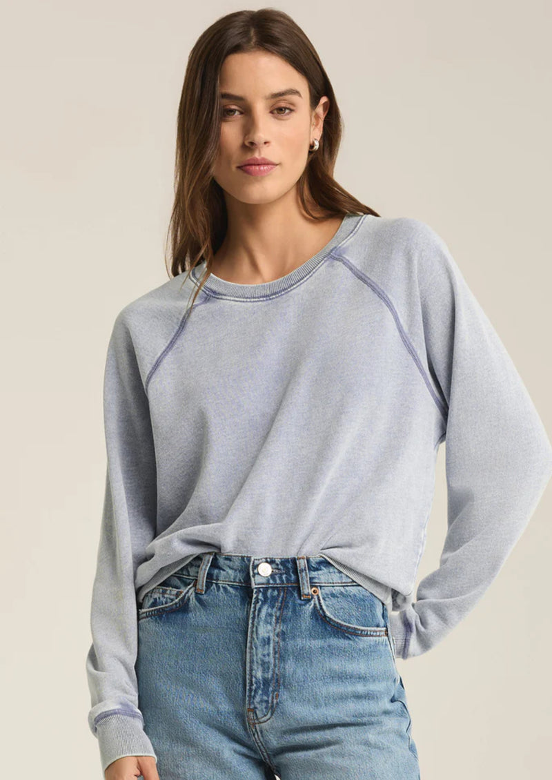 ZT243799 Saldana Knit Denim Top- Washed Indigo