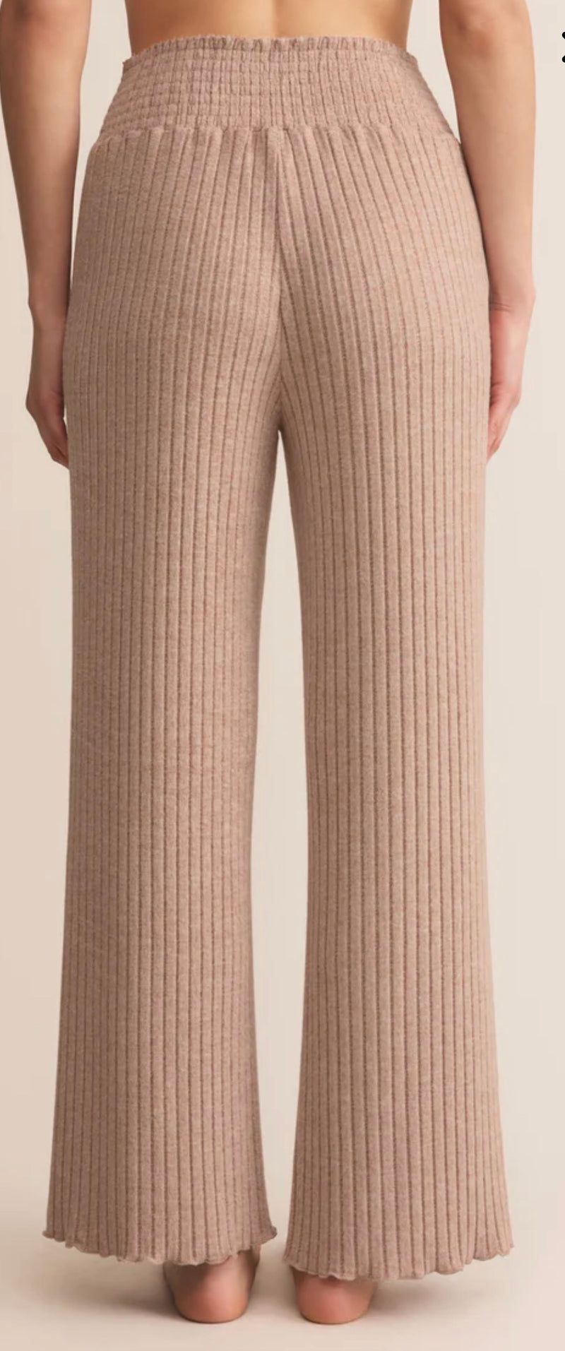 ZLP253824 Dawn Smocked Rib Pant Iced Coffee