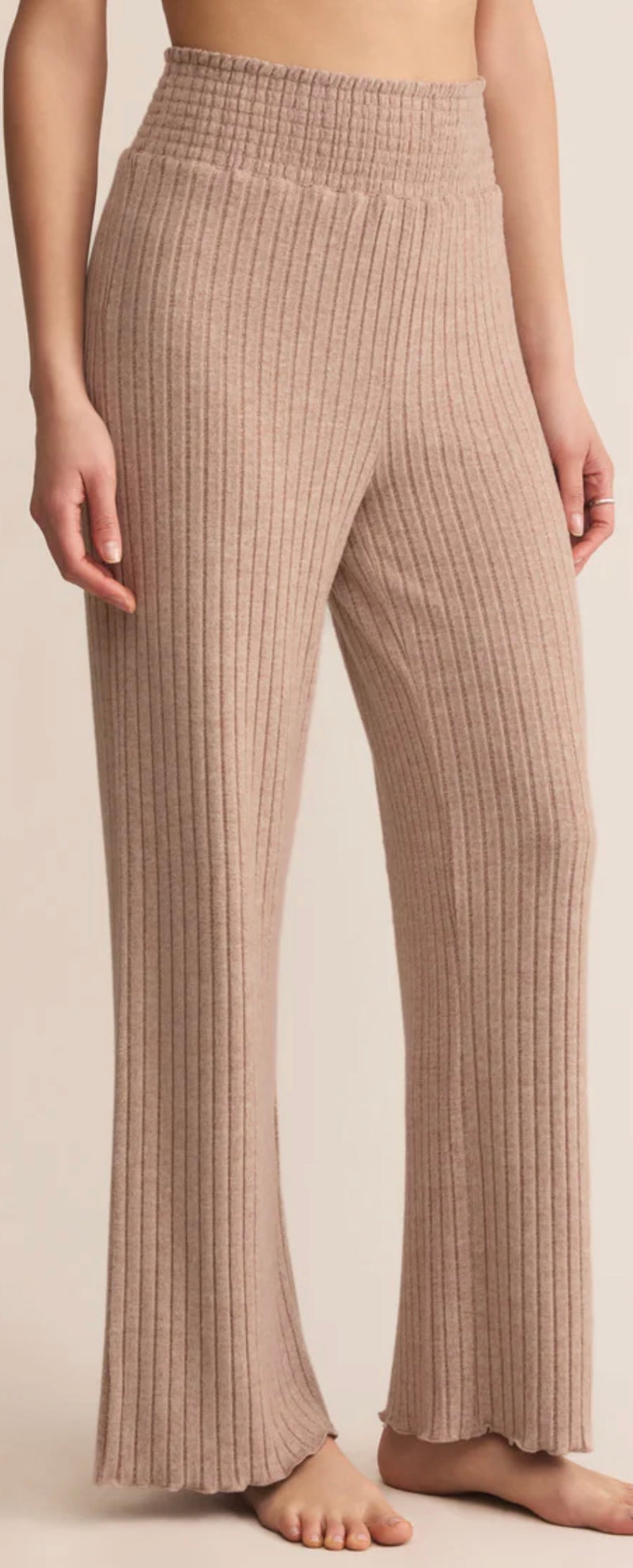 ZLP253824 Dawn Smocked Rib Pant Iced Coffee