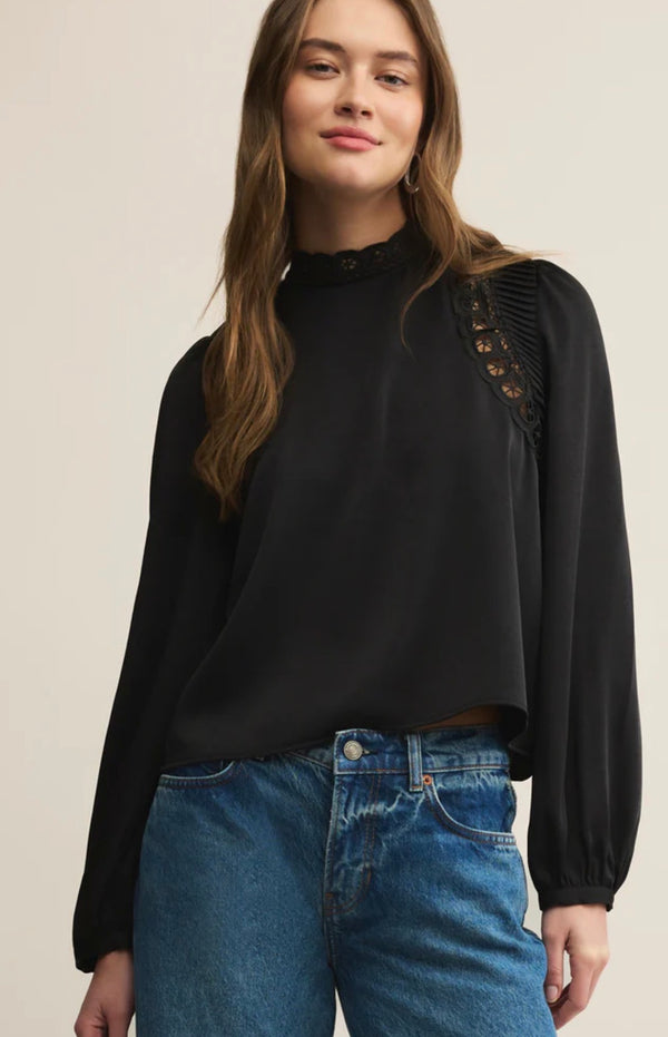 ZT254627 Silvana Embroidered Top Black