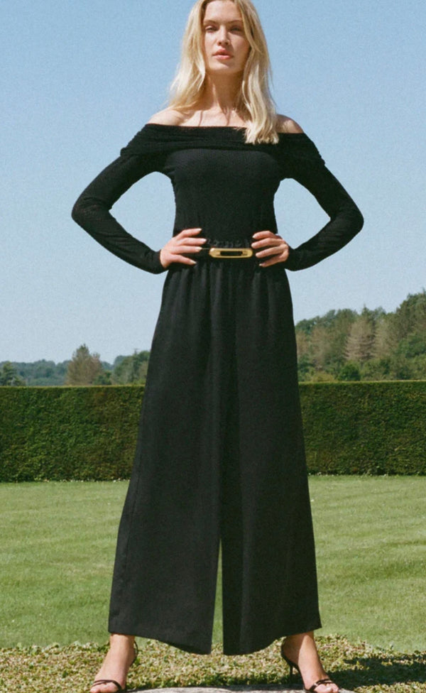 ZT254583 Whimsy Off Shoulder Mesh Top Black