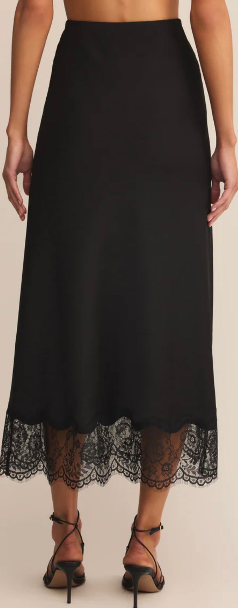 ZK254635 Cinder Lace Midi Skirt Black
