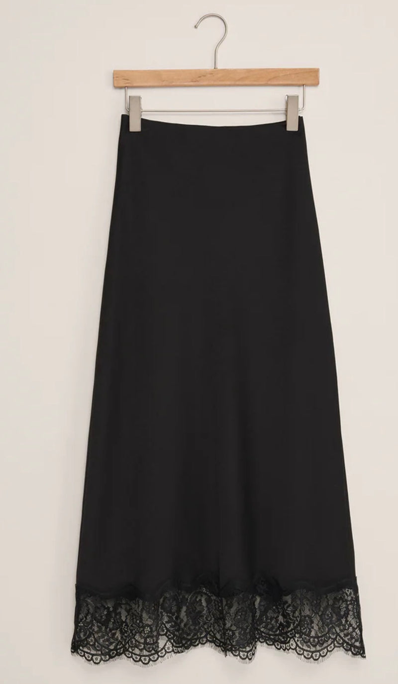 ZK254635 Cinder Lace Midi Skirt Black