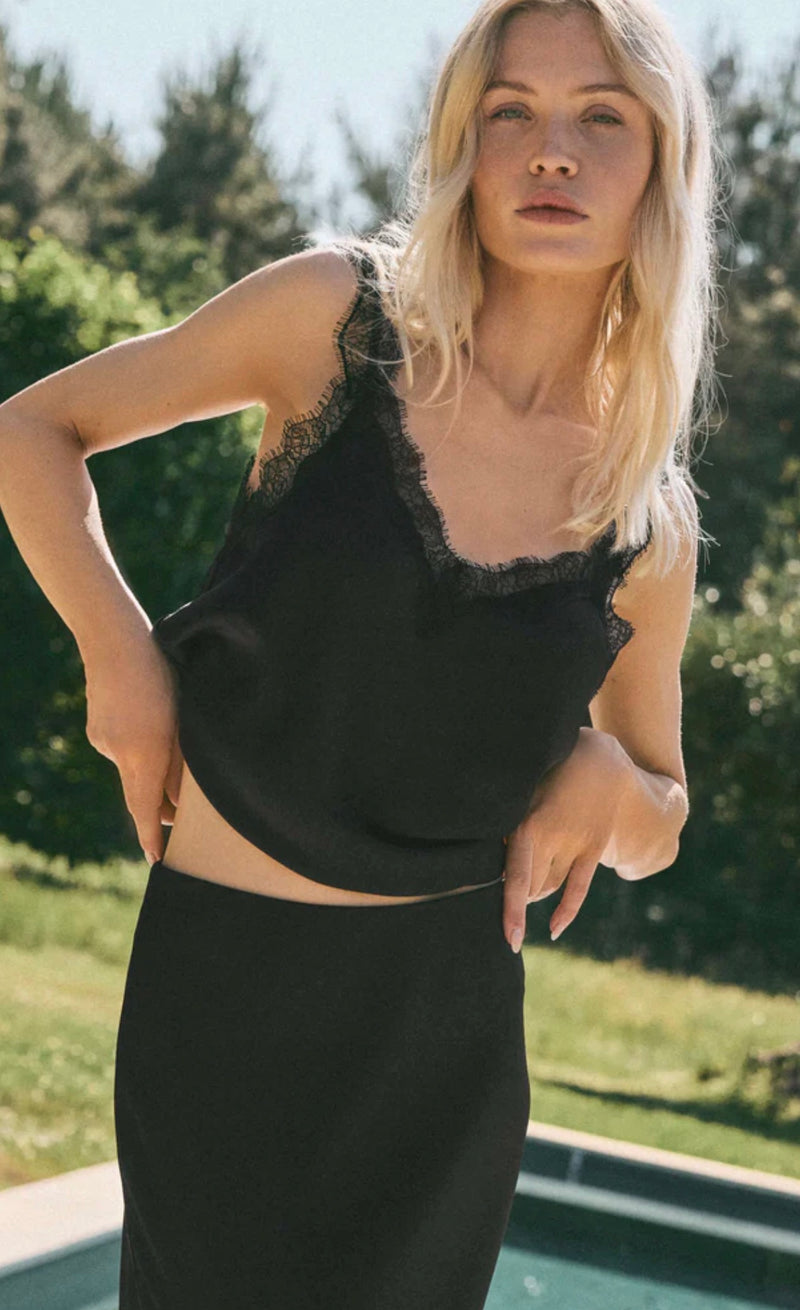 ZT254620 Uma Lace Satin Cami Black