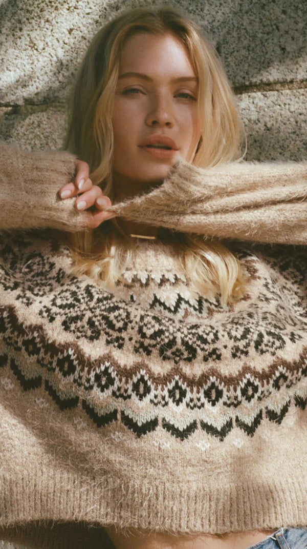 ZW254787 Kenaby Fair Isle Sweater Oatmeal Heather