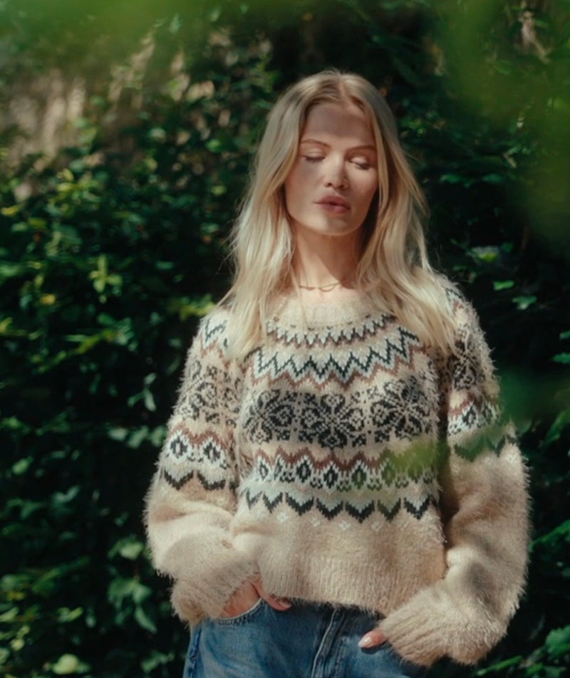 ZW254787 Kenaby Fair Isle Sweater Oatmeal Heather