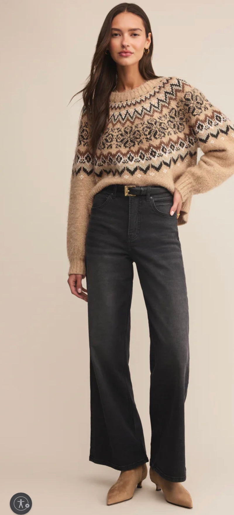 ZW254787 Kenaby Fair Isle Sweater Oatmeal Heather