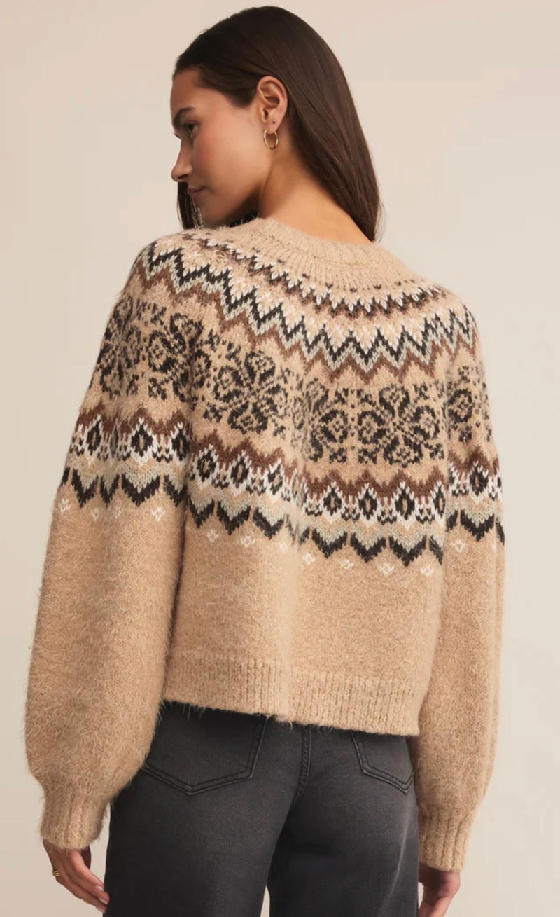 ZW254787 Kenaby Fair Isle Sweater Oatmeal Heather