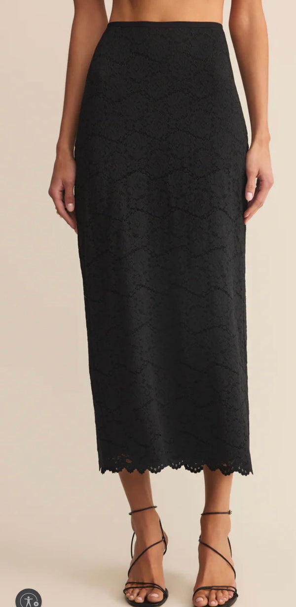ZK254784 Via Lace Midi Skirt Black