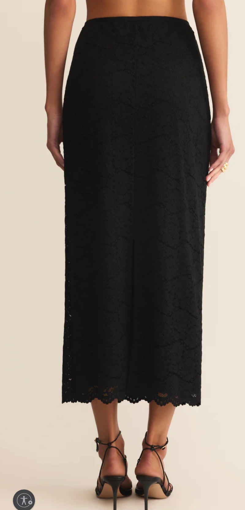 ZK254784 Via Lace Midi Skirt Black