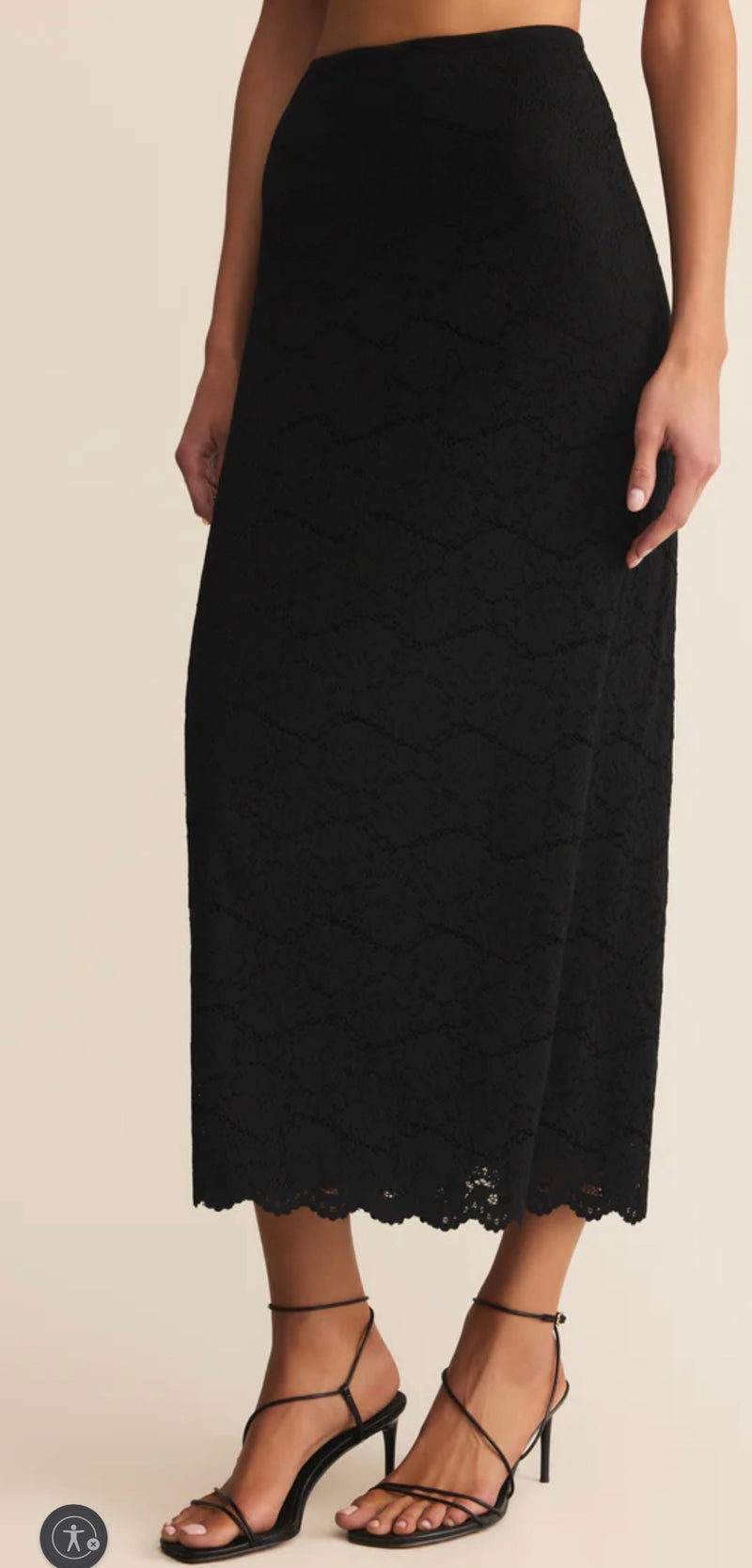 ZK254784 Via Lace Midi Skirt Black