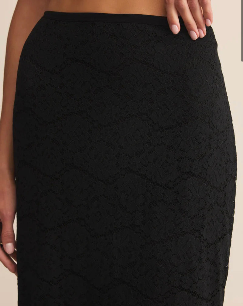 ZK254784 Via Lace Midi Skirt Black
