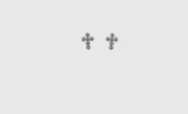 576 Silver Crystal Cross Studs