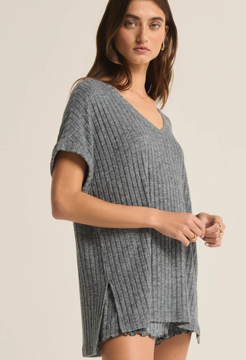 ZLT233620 Take It East Tunic- Charcoal