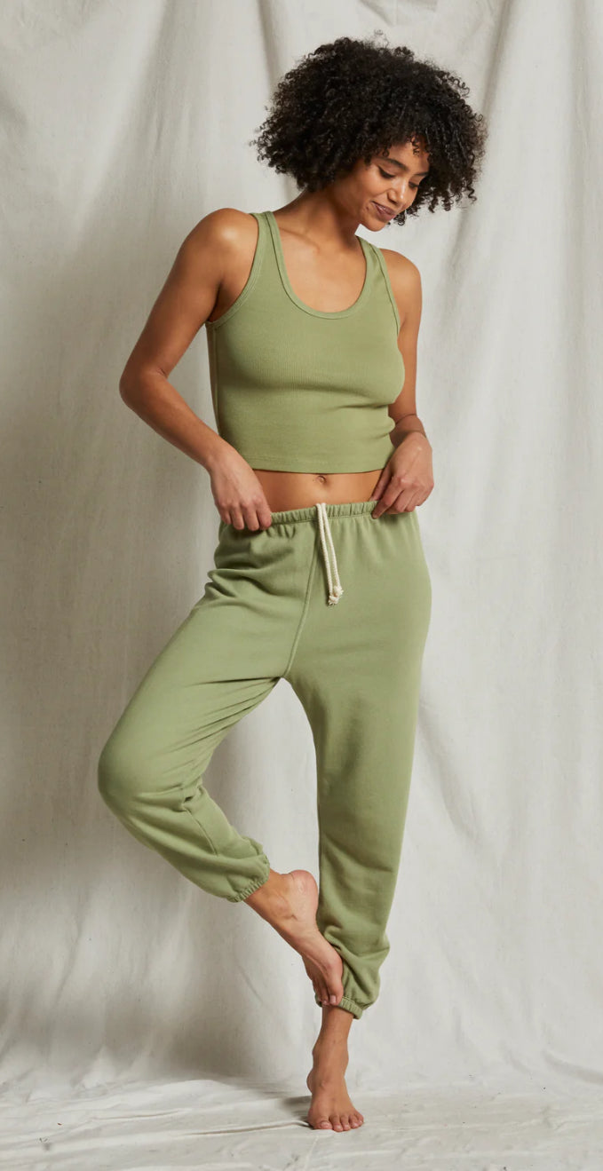 B25-JOHNNY-O015 French Terry Easy Sweatpant- Oil Green