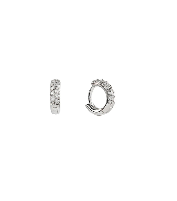 572 Silver Crystal Huggie Earrings