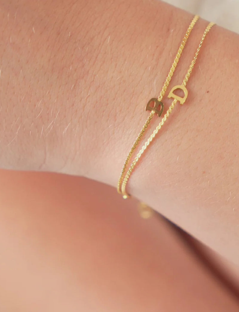 622 Waterproof Dainty Initial Bracelet