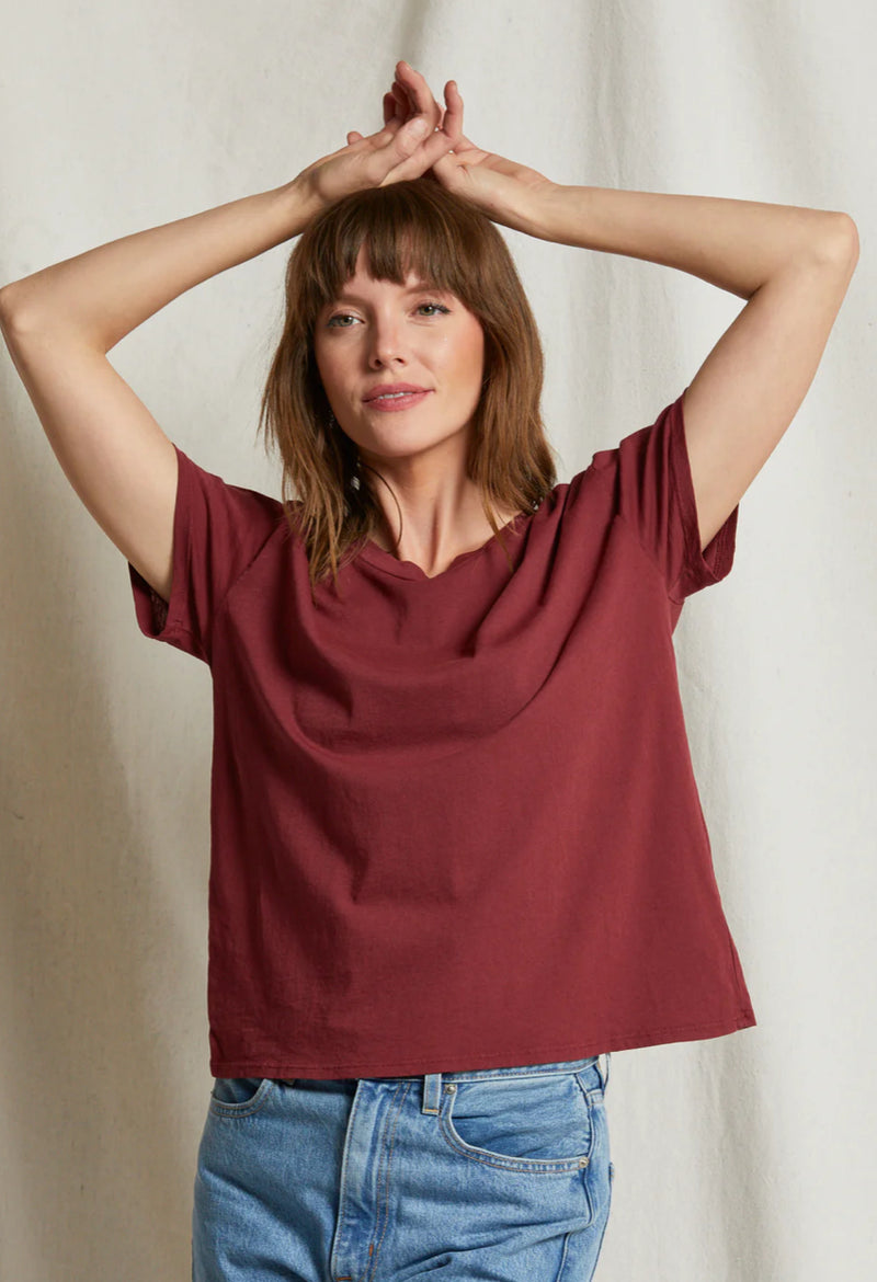 T68 Harley Cotton Boxy Crew Tee- Cranberry