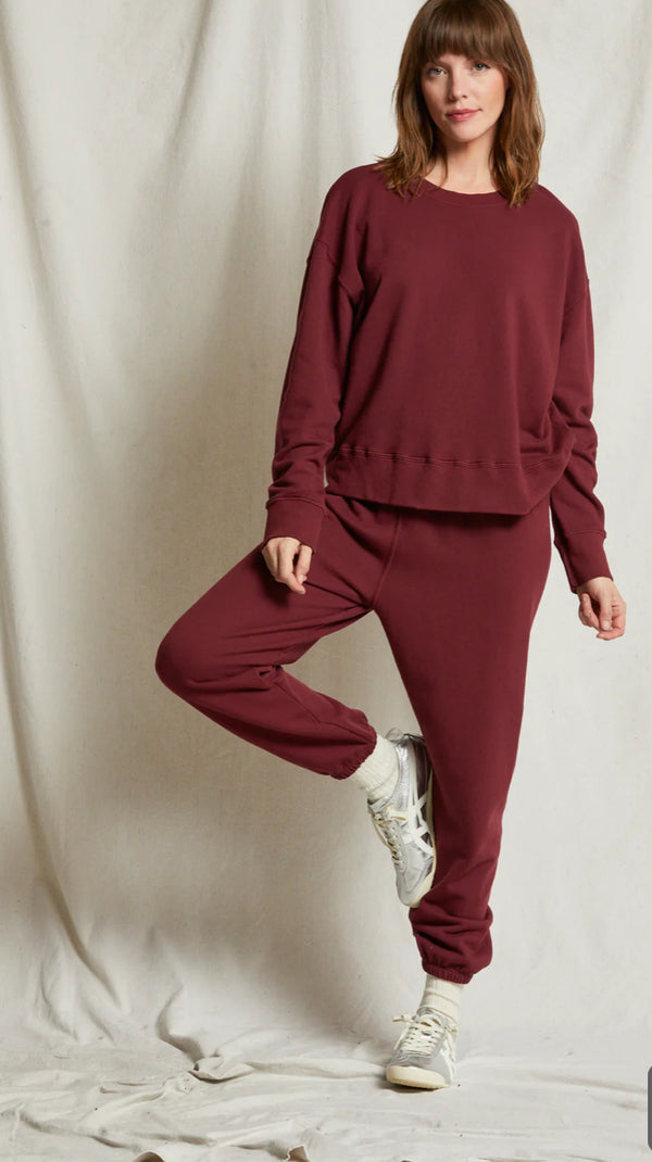 B25 Johnny French Terry Easy Sweatpant- cranberry