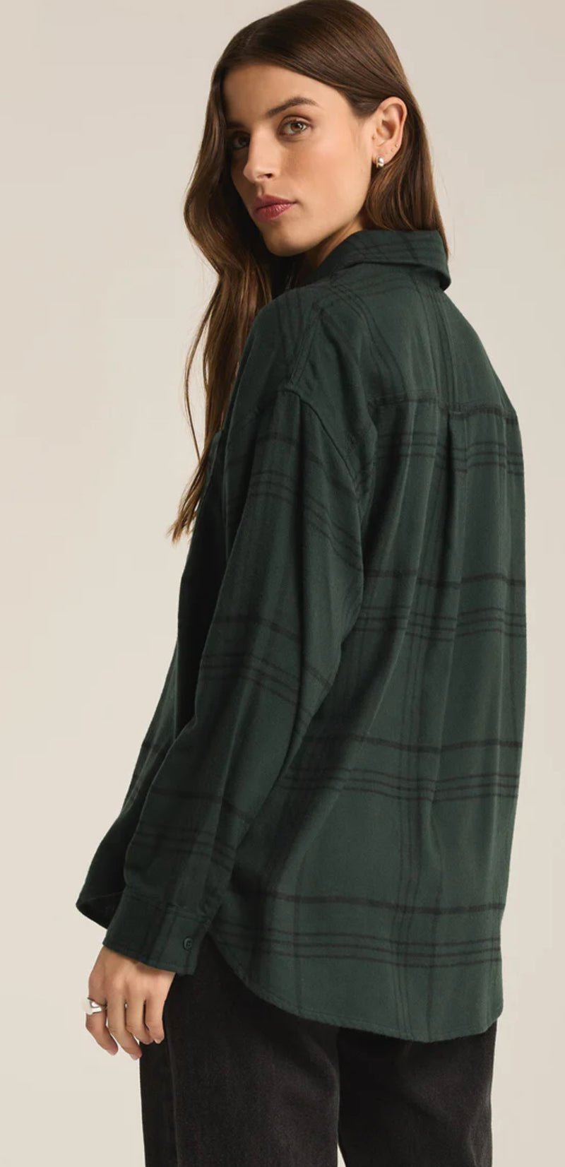 ZT223751 River Plaid Button up- Cyprus Green