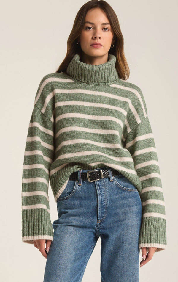 ZW243828 Josephine Stripe Sweater - Palm Green