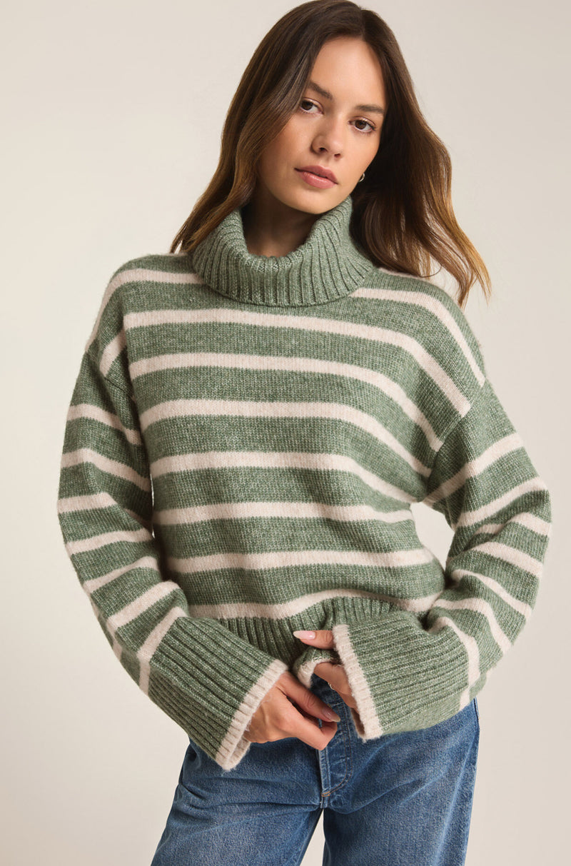 ZW243828 Josephine Stripe Sweater - Palm Green