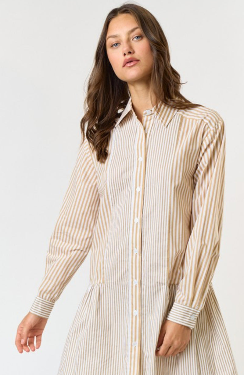 ILD3342-1 Stripe Printed Shirt Dress