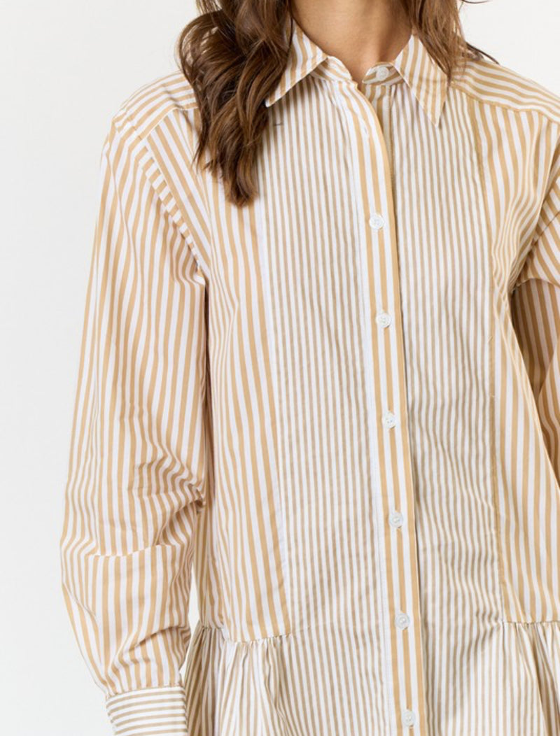 ILD3342-1 Stripe Printed Shirt Dress