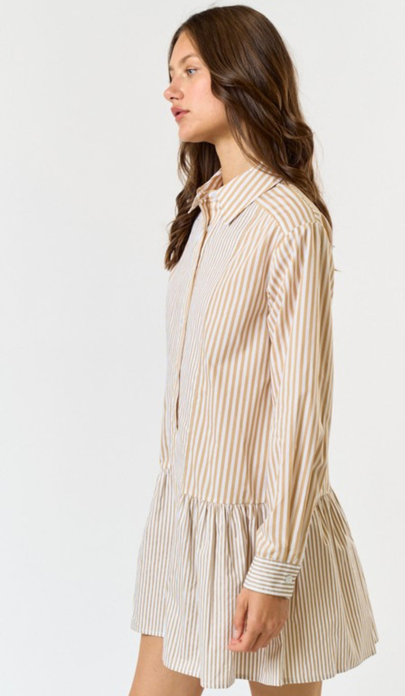 ILD3342-1 Stripe Printed Shirt Dress