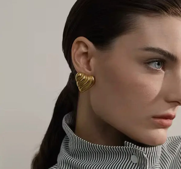 Ridge Heart Earrings