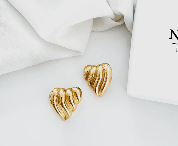 Ridge Heart Earrings