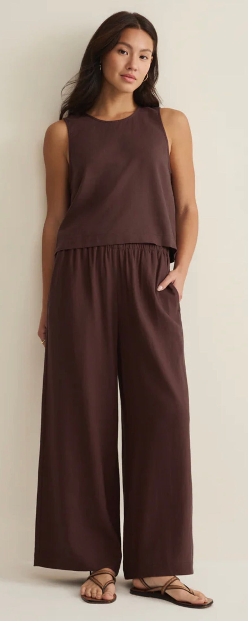 ZP261575 Scout Linen Pant - Chocolate Cherry – Kate and Hale Shop