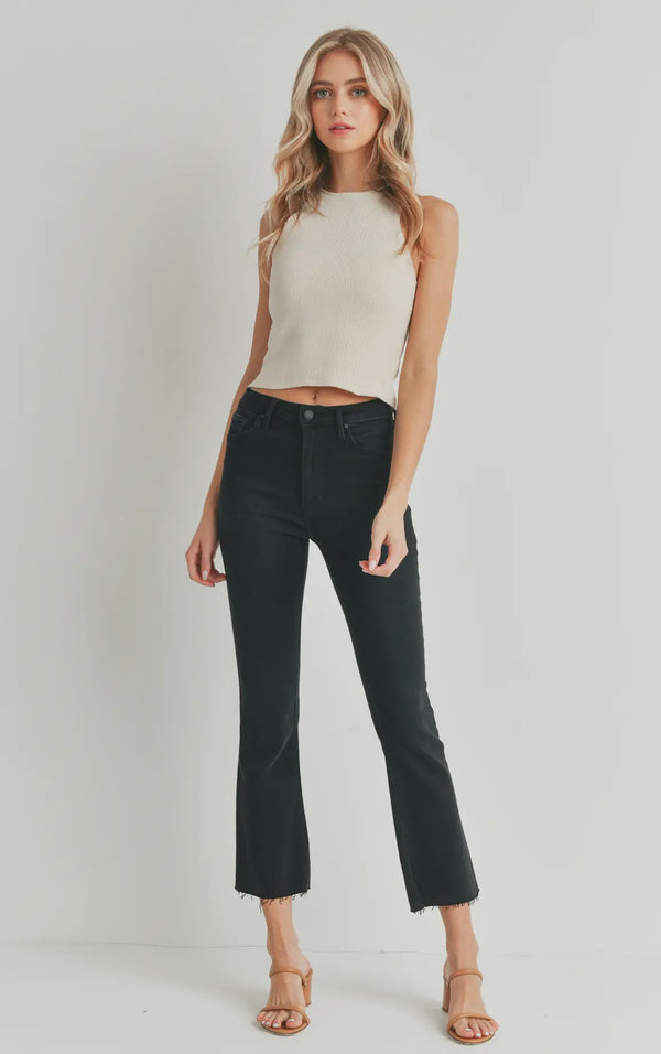 BP370J- Washed Black HR Crop Flare