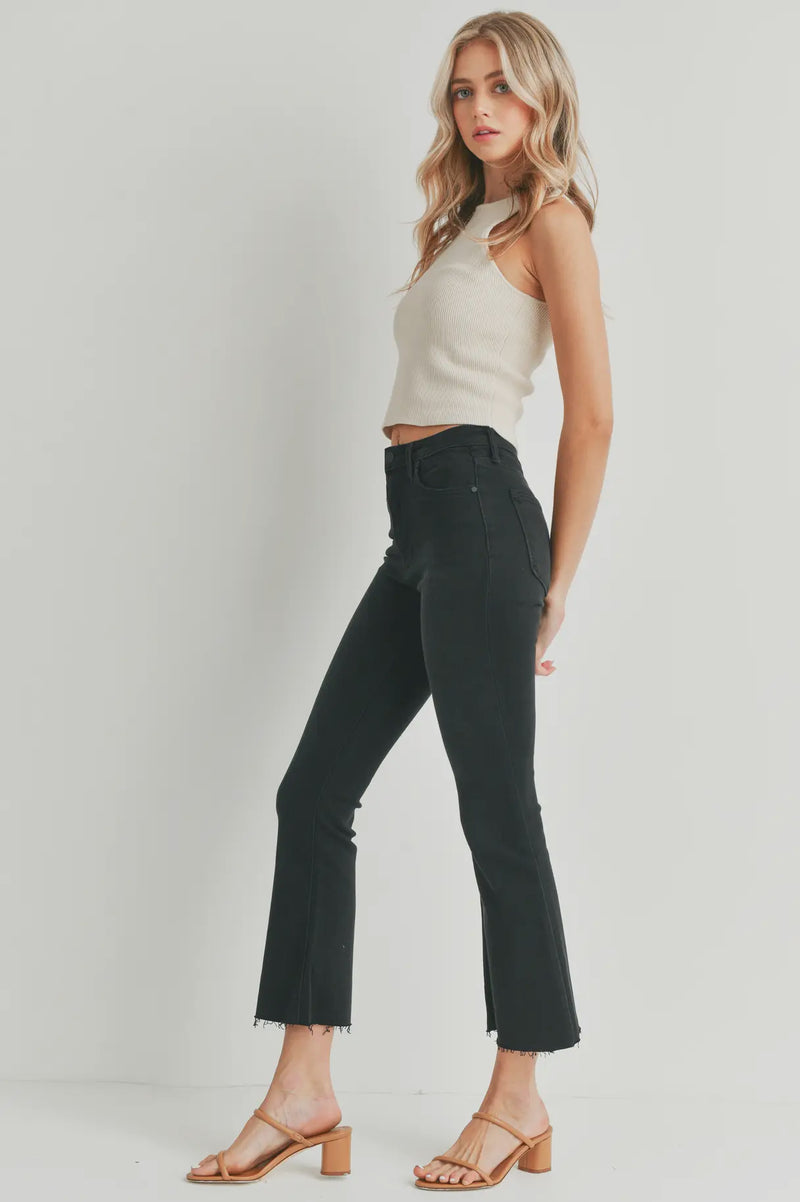 BP370J- Washed Black HR Crop Flare