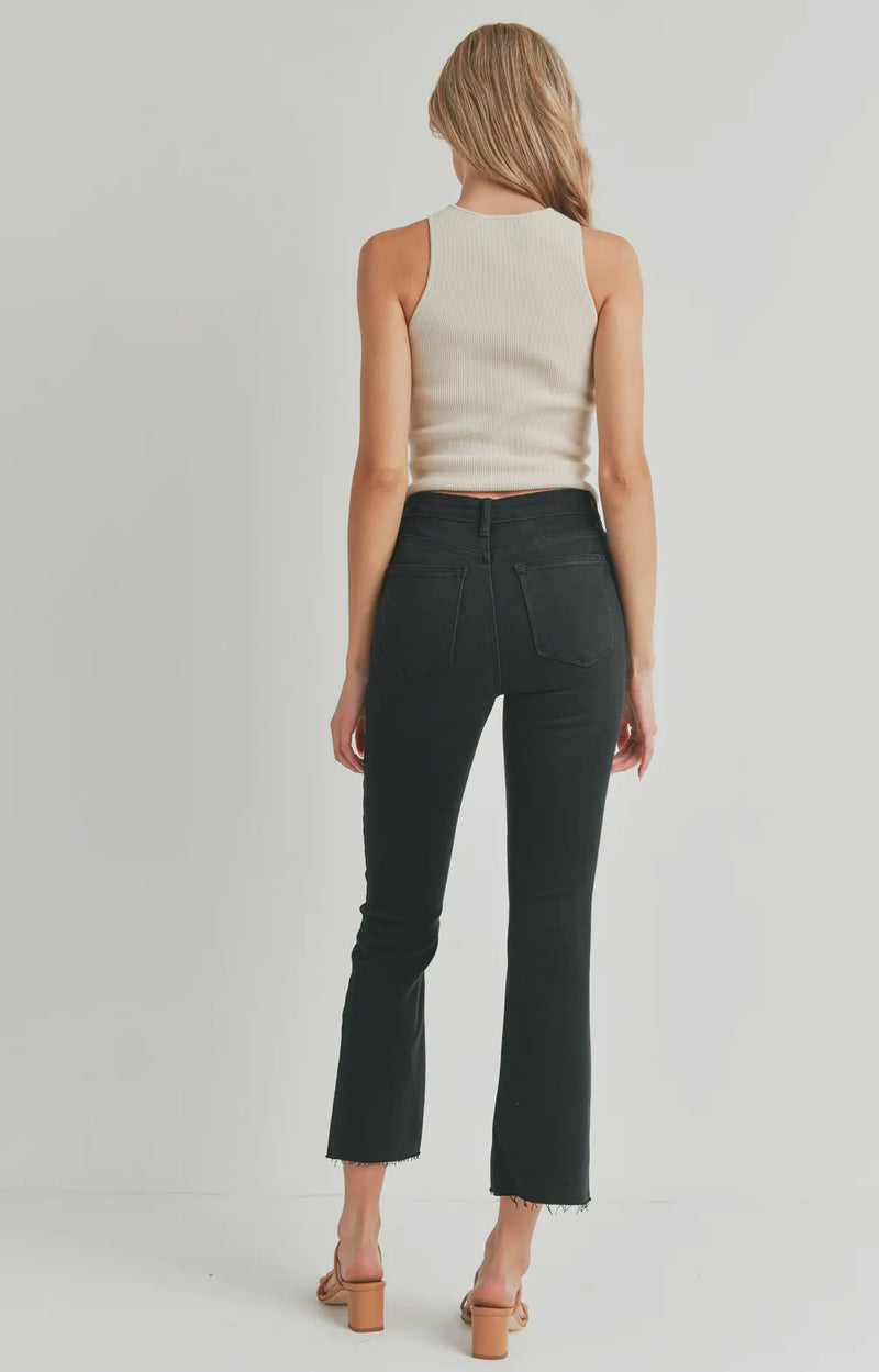 BP370J- Washed Black HR Crop Flare